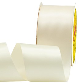 LEEQE Double Face Ivory Satin Ribbon 2 inch X 25 Yards Polyester Ivory Ribbon for Gift Wrapping Very Suitable for Weddings Party Hair Bow Invitation Decorations and More