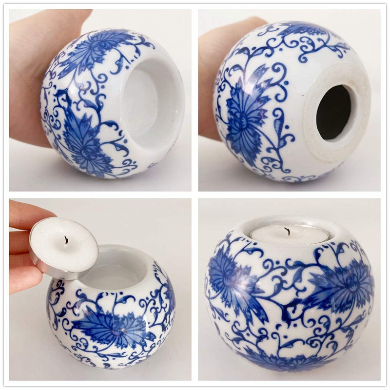 Porcelain Candle Holder Tealight Candleholders Blue and White Decorative Chinoiserie