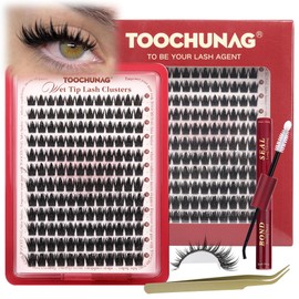 Thick Manga Lash Clusters Kit 12-18mm Anime Eyelash Clusters D Curly Volume Individual Cluster Lashes Extension Kit Salon Look Spiky Cluster Eyelash Extensions with Bond,Seal,Tweezers by TOOCHUNAG