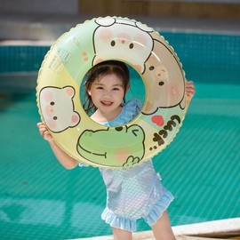 New Kids' Cartoon Inflatable Swimming Ring Tube for Boys and Girls LF1612 (Free Size) Milk Design (Under 14 Years Old, Size 80, 230g) 20ea