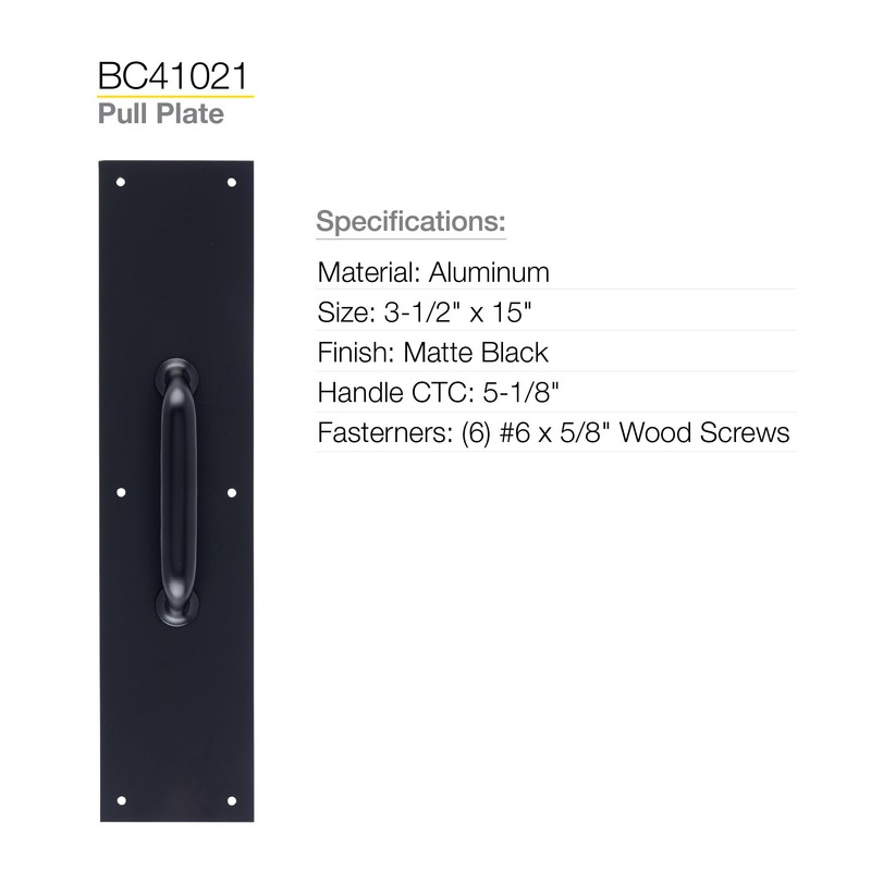 BRINKS Commercial - Commercial 15" Pull Door Plate, Matte Black