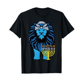 Hanukkah Lion Chanukah Animal Jewish Women Girls Kids Men T-Shirt