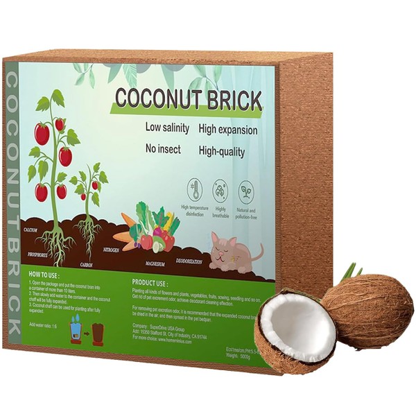 Hodiax Hodiax Premium Coco Coir Brick, 11Lbs High Nutrient Compressed