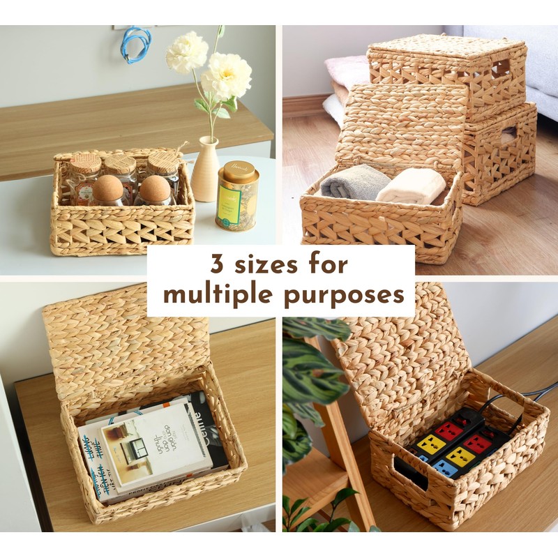 Chi An Home Wicker Storage Baskets with Lids (Open weave)