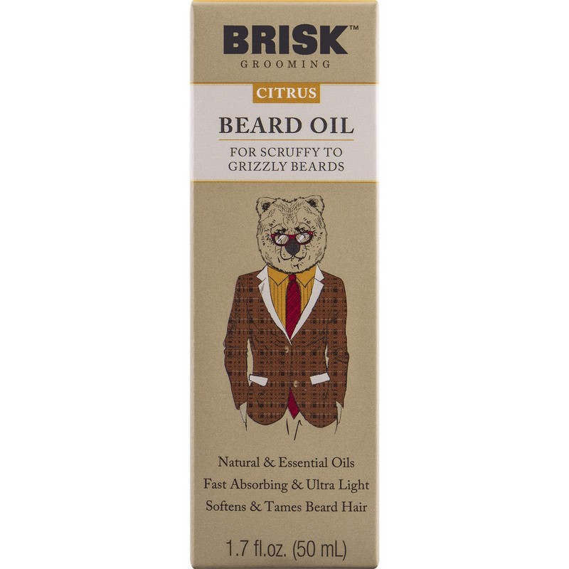Brisk Beard Grooming Oil Liquid, Citrus for Beard Hair, 1.7