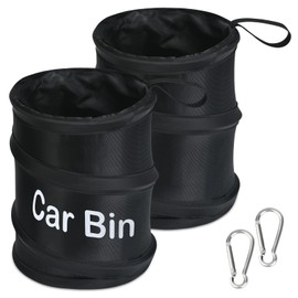 URAQT Car Bin, 2pcs Black Portable Collapsible Pop-up Bag, Universal Leak Proof Traveling Portable Car Rubbish Bin, Compact Mini Trash Can, Used for Garbage Storage and Collection