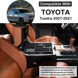 Aunginsy Car Armrest Box Storage Box Compatible with Toyota Tundra 2007-2021 Truck Center Console Organizer Tray Armrest Storage Box Secondary Container Insert Box With Mat ABS Interior Accessories