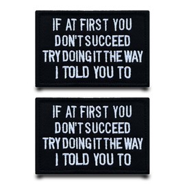 Pack of 2 IF AT FIRST YOU DON'T SUCCEED Funny Patch Removable Patches with Embroidery Flag Patch Appliqué for Jacket Vest Clothing Baseball Cap Backpacks Outdoor Bags