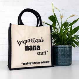 Stickerscape Important Nana Canvas Bag (Black) | Mothers Day Gifts for Grandma, Nana or Nan | Grandma gifts, Nana gifts, Nan gifts | Hand finished and Made in the UK