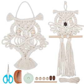 FREEBLOSS 2 Set Macrame Owl Kit for Beginners Macrame Owl Wall Hanging with Wooden Decorations DIY Macrame Kit with Video Tutorial Macrame Hanging Decor for Adults Gift