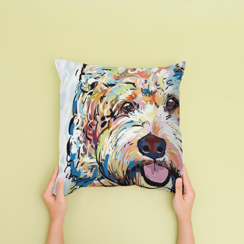 The Beach Stop Decorative Watercolour Bichon Frise Dog Scatter Cushion