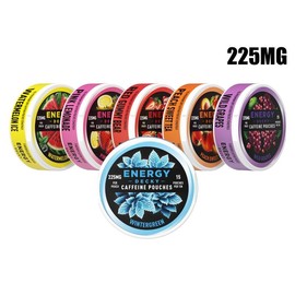225mg Variety 6-Pack Watermelon, Pink Lemonade, Red Gummy Bear, Peach Sweet Tea, Wild Grape, Wintergreen Caffeine Energy Pouches - 90 Pouches