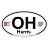 US Decal, Inc. Harris, Ohio Oval Sticker with State Flag