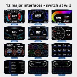 DAUERHAFT Coche HUD, Smart GPS OBD2 Modo Alarma de exceso de velocidad Pantalla digital Medidor HUD Pantalla LCD HD Universal para una conducción segura
