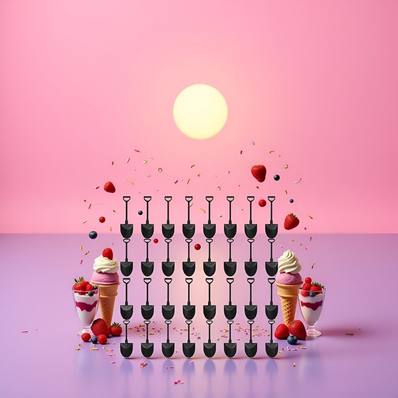 100Pcs Black Plastic Mini Ice Cream Spoons Dessert Shovels Pudding