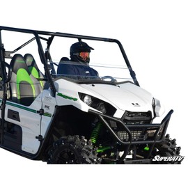 SuperATV Heavy-Duty Non-Scratch-Resistant Half Windshield for 2016+ Kawasaki Teryx 800 / Teryx 4 800 | 2021+Teryx S / Teryx 4 S | 1/4" Thick Clear Polycarbonate 250x Stronger Than Glass | USA Made!