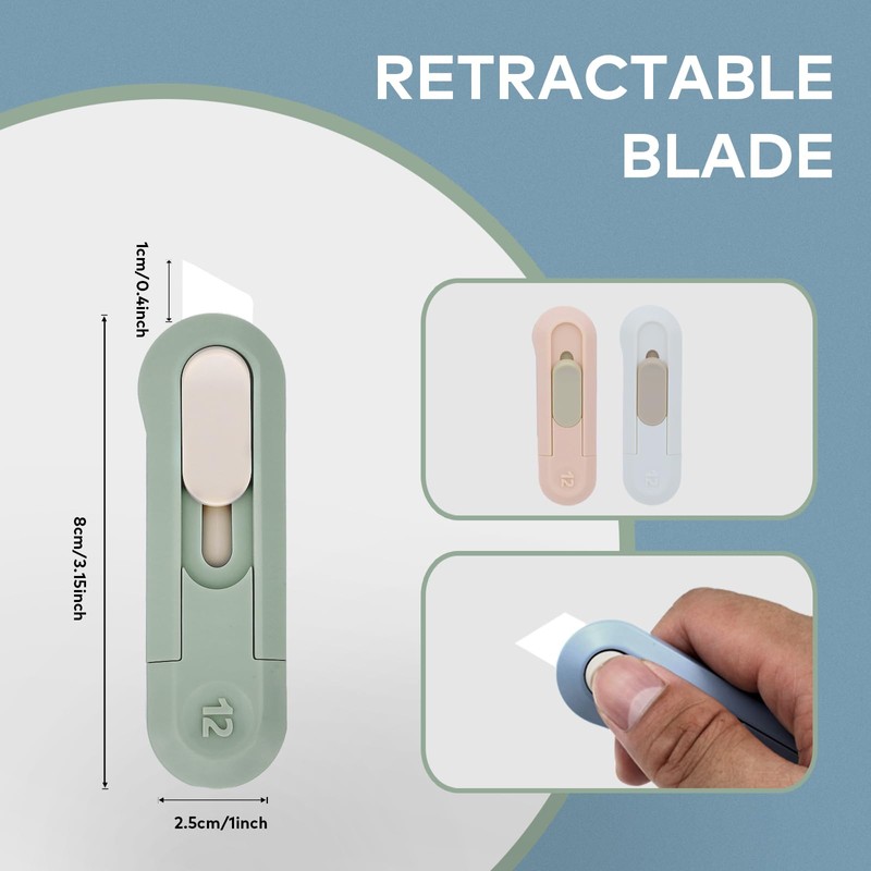 4-Pack Safety Box Cutter, Retractable Letter Opener with Ceramic Blade,