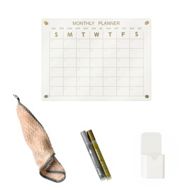 SIMPLY STATIONARY - Acrylic Calendar For Fridge 16 x 12 - New Gold Color Upgraded Stronger Magnets- Clear magnetic calendar for fridge - Reusable Monthly/ Weekly Planner for Home Organization.