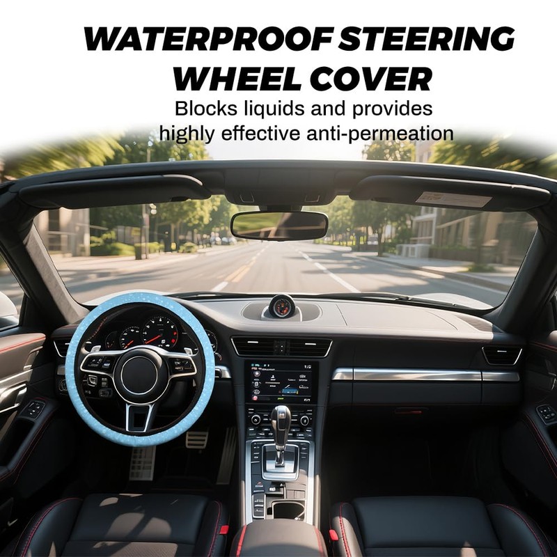 Steering Wheel Cover Waterproof and sweatproof (Blue)