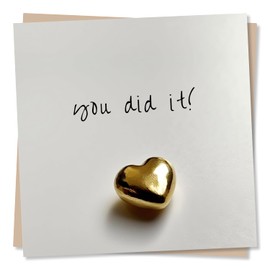 Congratulations Card - You Did It! - Beautiful Gold Heart Design - Made in UK
