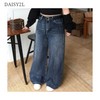 DAISY2L 732 Two-Way Snap Wide-Leg Washed Jeans 1ea, Color#$%Size#$%Length:Light Wash-L-Regular