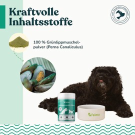 Felmo Green-lipped mussel powder for dogs and cats (150 g), 100% natural ingredients without artificial additives, strengthens ligaments, bones and supports joint functions, recommended by veterinarians