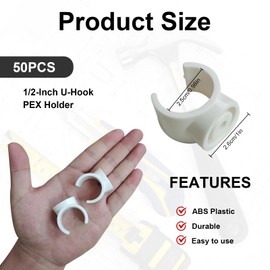 100 Packs 1/2 and 3/4 Inch PEX Clips, 16 mm Pipe Clamp Pipe Holder PEX Tubing Clamps PVC Water Pipe Support Hangers U-Hook Plastic Pipe Clamp Tools, (1/2, 3/4 Inch)