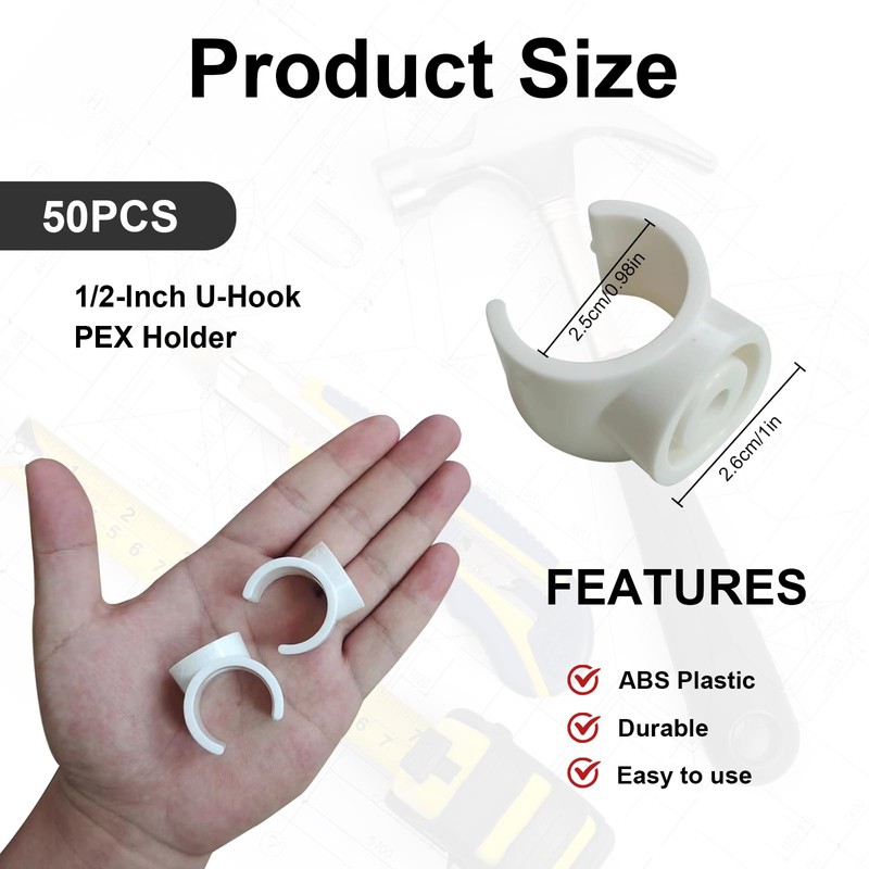 100 Packs 1/2 and 3/4 Inch PEX Clips, 16 mm