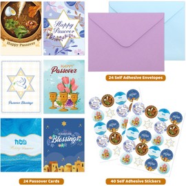 Fancy Land 24 Pcs Passover Cards with Envelopes Passover Greeting Cards Assortment