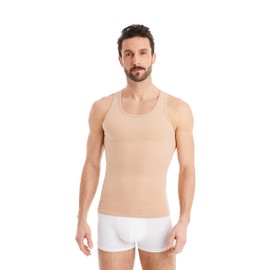 FINN Men's Figure-Shaping Compression Vest with Tummy Control – Sleeveless Shapewear Undershirt Made from Cotton – Body Shaper Tank Top for a Flatter Stomach Invisible Nude S