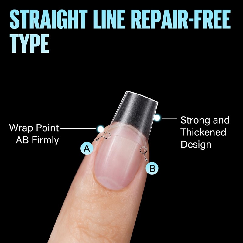 TOMICCA Short Coffin Nail Tips, Acrylic Half Cover Nail Tips