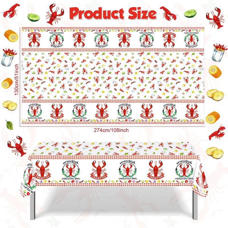 PHOGARY Crawfish Boil Party Supplies - 2pcs Lobster Tablecloth Plastic