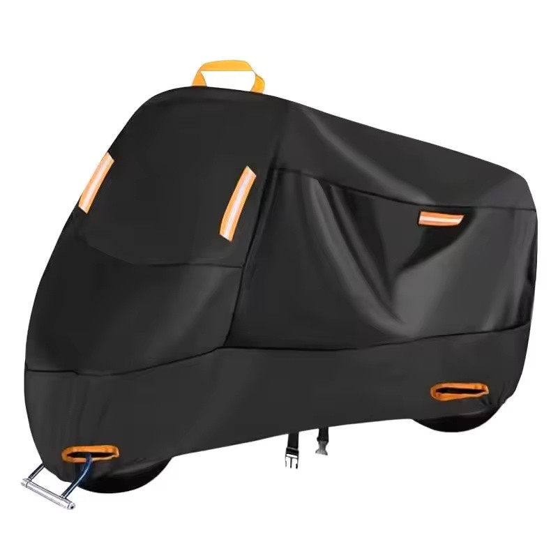420D Heavy Duty Waterproof Motorcycle Cover, Black All Weather Outdoor