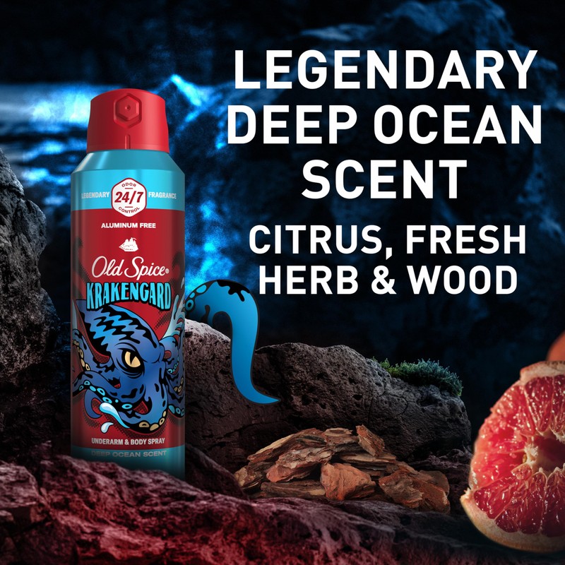 Old Spice Aluminum Free Body Spray for Men, 24/7 Odor