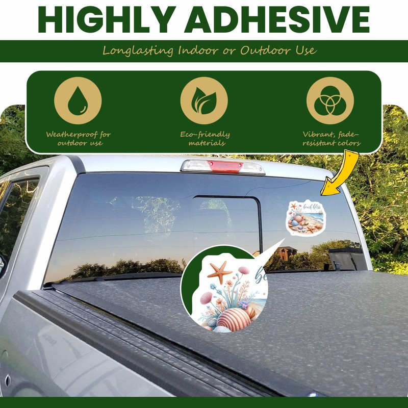 Beach Bliss Stickers, Coastal Seashell Stickers, Ocean Beach Stickers, Nautical