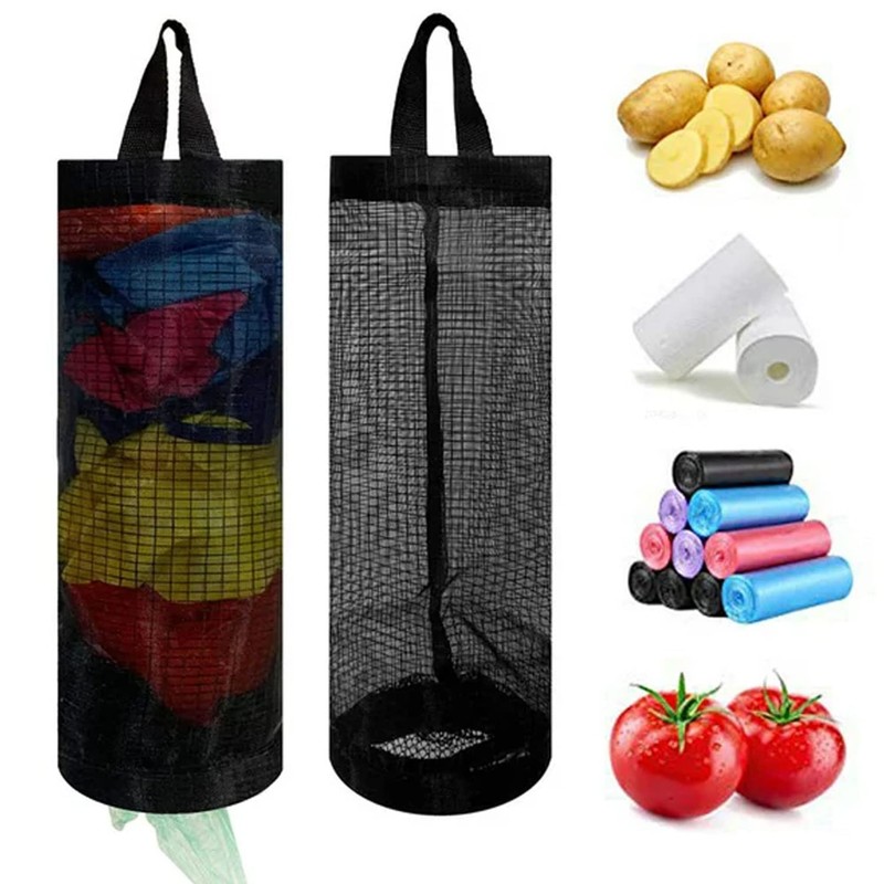 Plastic Bag Holder Dispenser Mesh Storage Garbage Bags Organizer Hanging
