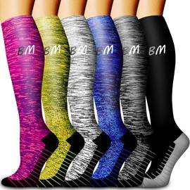 Copper Compression Socks Women & Men(6 Pairs) - Best for Running,Medical,Athletic Sports,Flight Travel, Pregnancy