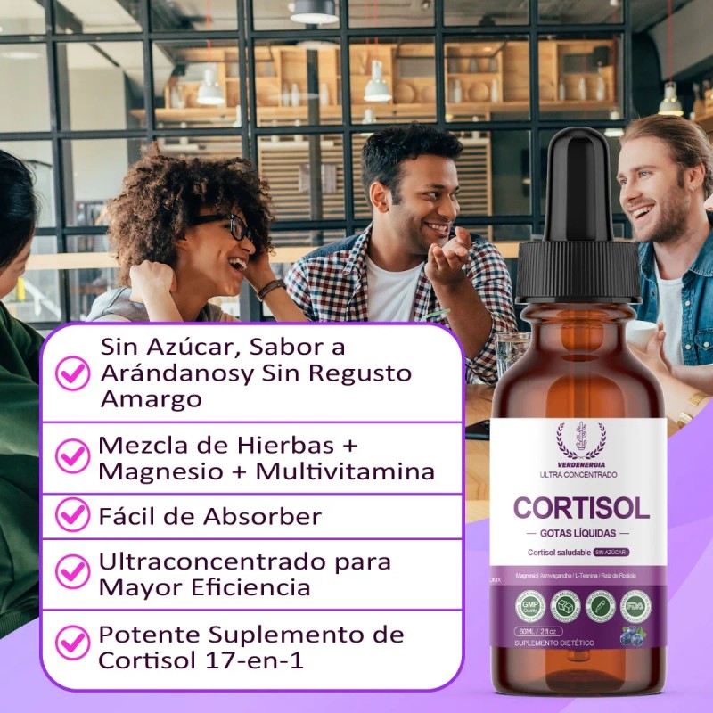 Gotas Cortisol Suplemento Para Ansiedad Y Estré Con L-teania Sabor