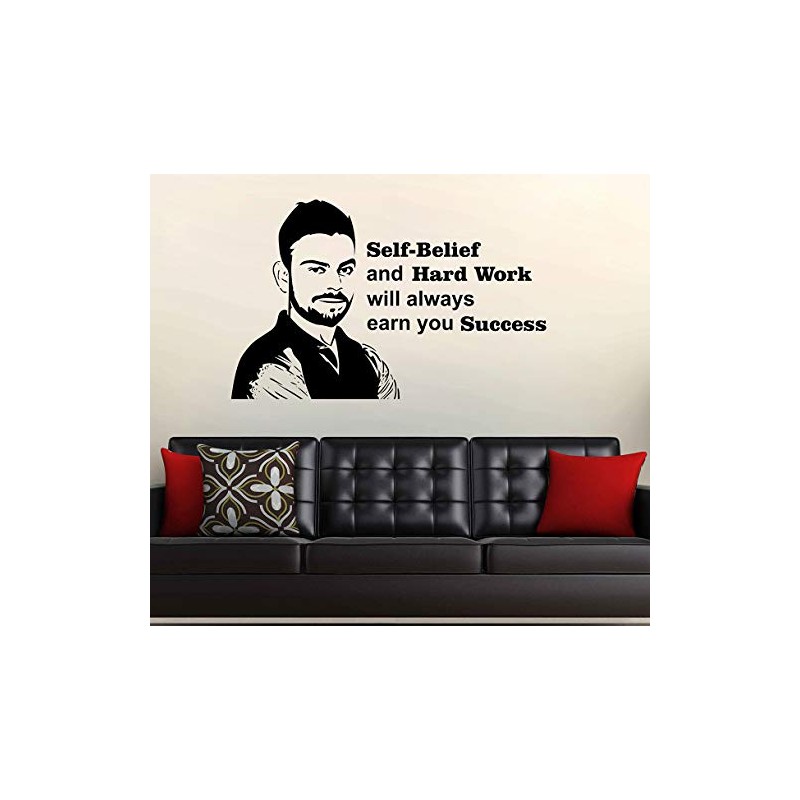 Wallstick Virat Kohli with Quotes Wallsticker (Vinyl 85 cm x