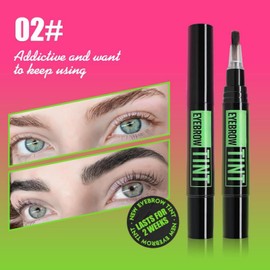 Brow Dye Kit Long-Lasting Eyebrow Tint Semi-Permanent Black Eyebrow Waterproof Smudge-Proof Pen Tattoo Pencil Medium Brow Makeup for Defined Natural Look Easy to-Use with Brush