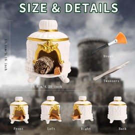 Zvaiuk Palo Santo Holder with Chimney,Ceramic Incense Burner–Handcrafted with Ash Catcher for Sage, Cone Burning and Tealight, Perfect for Meditation, Yoga (White Gold)
