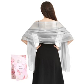 Niwicee Stole Women's Festive Scarf Stole for Evening Dress Sparkling Metallic Cloths Evening Party Dresses Wedding Bridesmaid Spring Summer Wedding Dresses Pashmina Scarves, gray