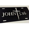 John 3:16 Cross Christian Car Tag Diamond Etched Vanity Front
