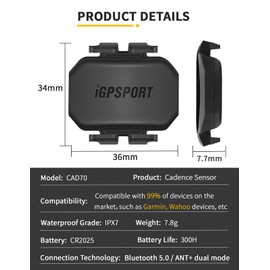 iGPSPORT Bike Cadence Sensor, Cycling RPM MPH Distance Monitor, Bluetooth ANT Compatible with Bike Computer Spin Bike