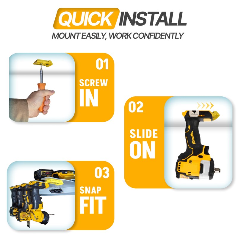 PERCH 9 Pack Tool Holder Wall Mount for DeWalt 20v/60v