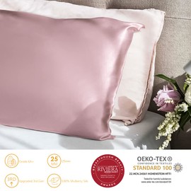 PROMEED 100% Silk Pillowcase 25 Momme for Hair and Skin, Both Sides Highest Grade 6A+ Mulberry Silk, Acne-Free Silk Pillow Case Cover (Cal.King 20"x40", Pink)