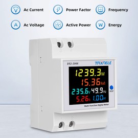 Probador de medidor de energía monofásico Din Track monitor eléctrico 6 en 1 multímetro AC 40-300V 100A voltaje corriente voltímetro amperímetro Watt kWh frecuencia medidor de potencia 230v (CT integrado)