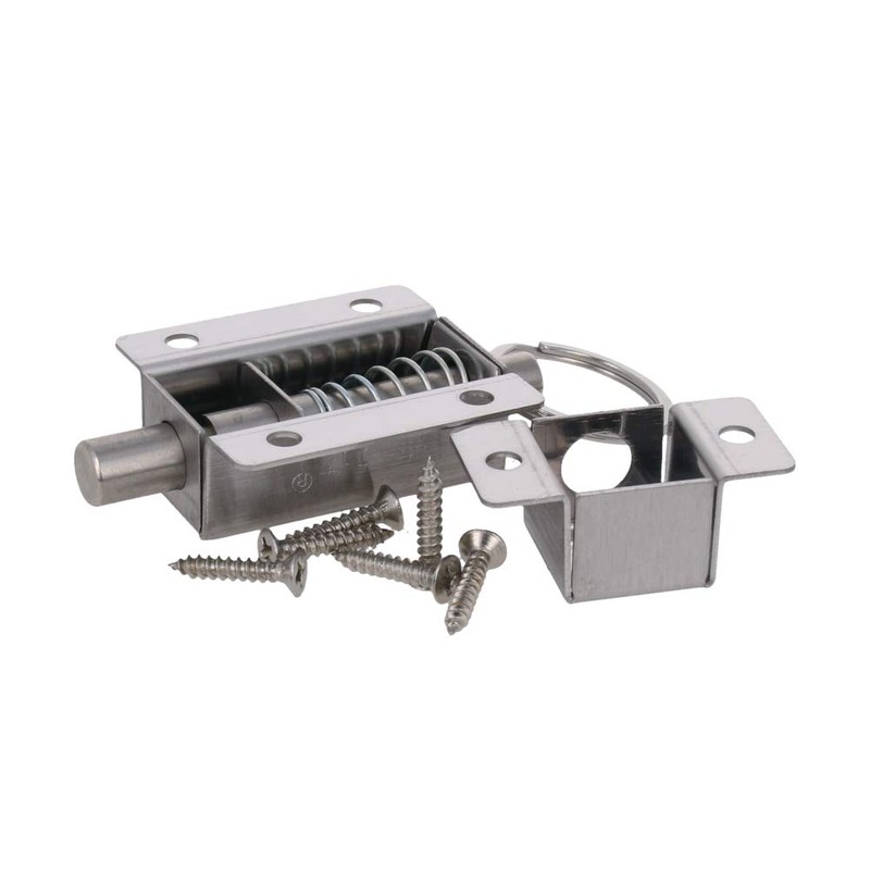 MroMax Door Barrel Bolt, Stainless Steel Security Push Button Spring