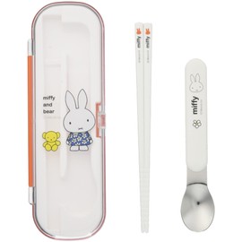 Kutsuwa MF674 Miffy Combination Set (Chopsticks and Spoon), Kids Lunch Series, Made in Japan