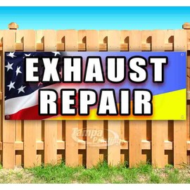 Exhaust Repair Banner 13 oz | Non-Fabric | Heavy-Duty Vinyl Single-Sided With Metal Grommets